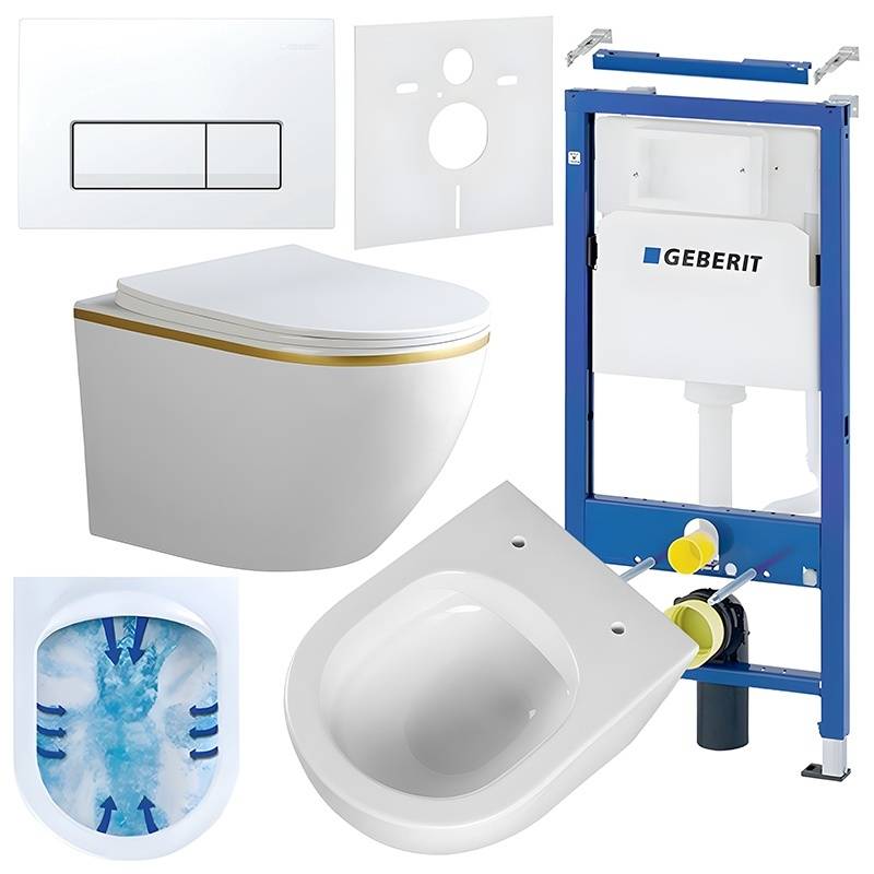 ZESTAW PODTYNKOWY WC STELAŻ GEBERIT DUOFIX MISKA PEAK-WH-GL-RIM-03 PRZYCISK DELTA 50 BIAŁY