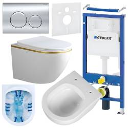 ZESTAW PODTYNKOWY WC STELAŻ GEBERIT DUOFIX MISKA PEAK-WH-GL-RIM-03 PRZYCISK DELTA 20 CHROM