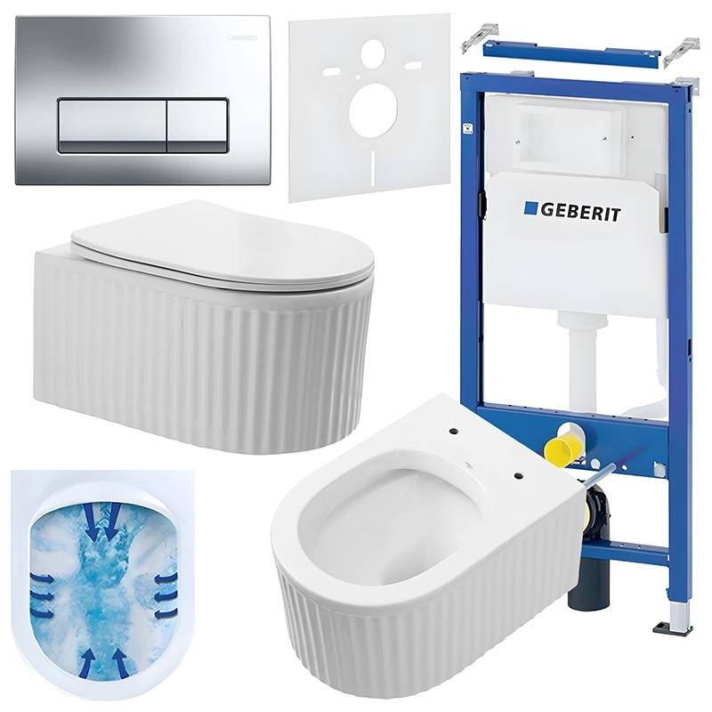 ZESTAW PODTYNKOWY WC STELAŻ GEBERIT DUOFIX MISKA LUMA-WH-RIM-03 PRZYCISK DELTA 50 CHROM