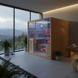 SAUNA INFRARED/FIŃSKA HELSI1 Z PIECEM HARVIA 6KW 4-5 OSOBOWA 180x160 CM 2w1 HELSI1 NEW