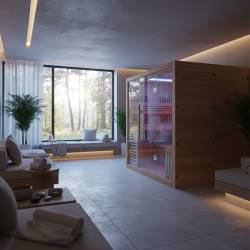 SAUNA INFRARED/FIŃSKA HELSI1 Z PIECEM HARVIA 6KW 4-5 OSOBOWA 180x160 CM 2w1 HELSI1 NEW