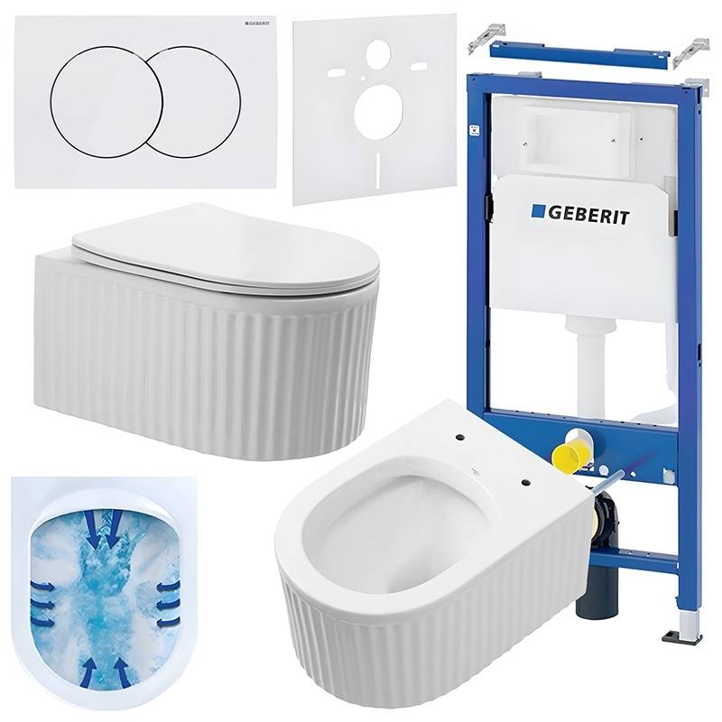 ZESTAW PODTYNKOWY WC STELAŻ GEBERIT DUOFIX MISKA LUMA-WH-RIM-03 PRZYCISK DELTA 01 BIAŁY