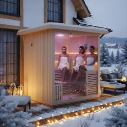 SAUNA OGRODOWA FIŃSKA Z PIECEM ASKER-NEW 4-6 OSOBOWA 180x180 CM