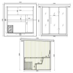 SAUNA OGRODOWA FIŃSKA Z PIECEM ASKER-NEW 4-6 OSOBOWA 180x180 CM