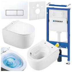 ZESTAW PODTYNKOWY WC STELAŻ GEBERIT DUOFIX MISKA LAKE-WH-TR-01 PRZYCISK DELTA 50 BIAŁY