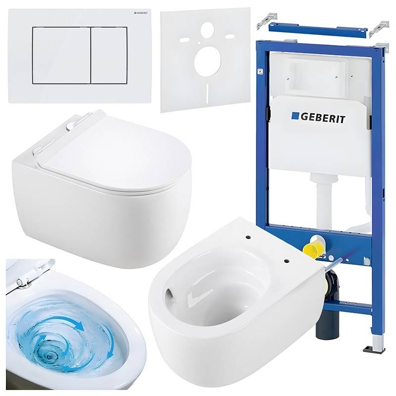 ZESTAW PODTYNKOWY WC STELAŻ GEBERIT DUOFIX MISKA LAKE-WH-TR-01 PRZYCISK DELTA 30 BIAŁY