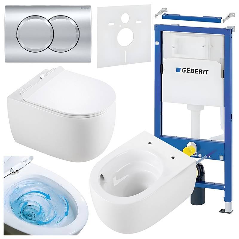ZESTAW PODTYNKOWY WC STELAŻ GEBERIT DUOFIX MISKA LAKE-WH-TR-01 PRZYCISK DELTA 01 CHROM