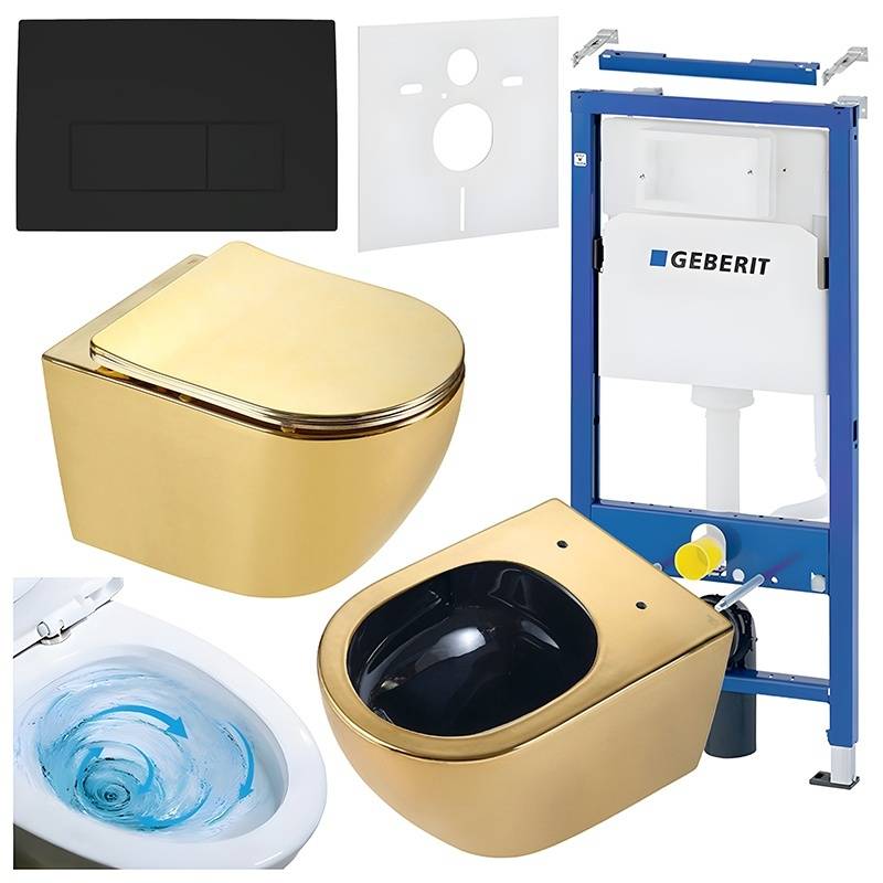 ZESTAW PODTYNKOWY WC STELAŻ GEBERIT DUOFIX MISKA MIZU-GL-BL-TR-03 PRZYCISK DELTA 50 CZARNY MAT