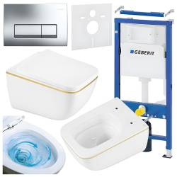 ZESTAW PODTYNKOWY WC STELAŻ GEBERIT DUOFIX MISKA YUZU-WH-GL-TR-03 PRZYCISK DELTA 50 CHROM