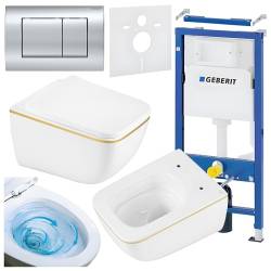ZESTAW PODTYNKOWY WC STELAŻ GEBERIT DUOFIX MISKA YUZU-WH-GL-TR-03 PRZYCISK DELTA 30 CHROM