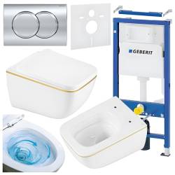 ZESTAW PODTYNKOWY WC STELAŻ GEBERIT DUOFIX MISKA YUZU-WH-GL-TR-03 PRZYCISK DELTA 01 CHROM