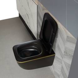 ZESTAW PODTYNKOWY WC STELAŻ GEBERIT DUOFIX MISKA YUZU-MTB-GL-TR-03 PRZYCISK DELTA 50 CZARNY POŁYSK