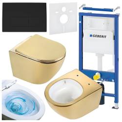 ZESTAW PODTYNKOWY WC STELAŻ GEBERIT DUOFIX MISKA FLOW-GL-WH-TR-03 PRZYCISK DELTA 50 CZARNY MAT