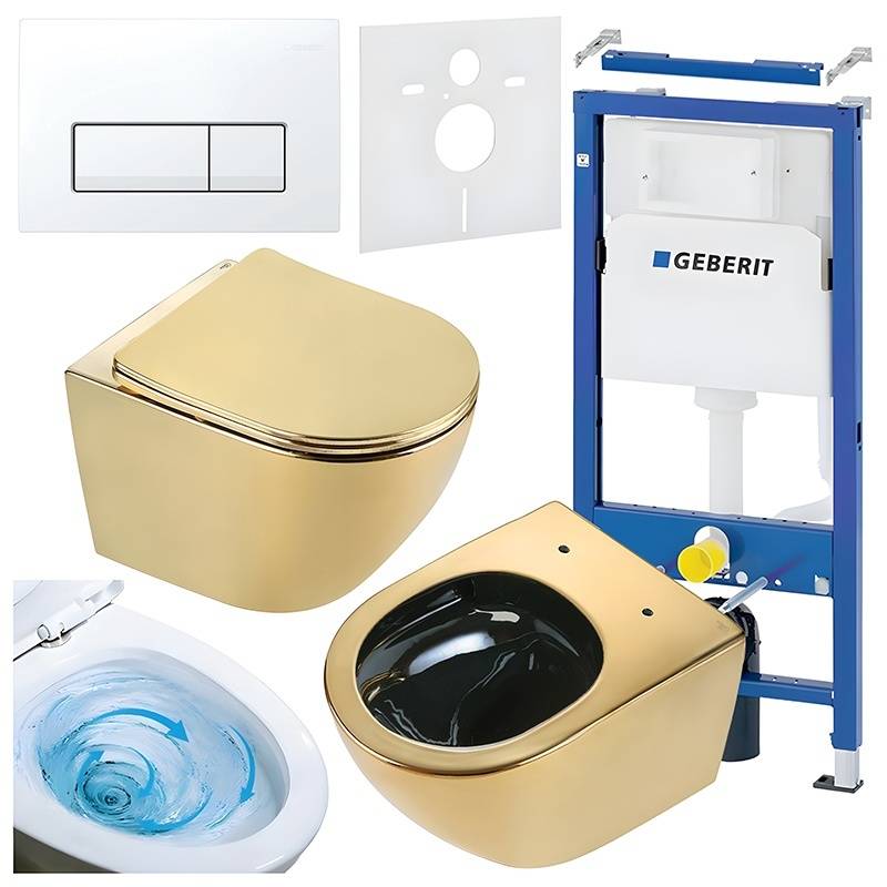 ZESTAW PODTYNKOWY WC STELAŻ GEBERIT DUOFIX MISKA FLOW-GL-BL-TR-03 PRZYCISK DELTA 50 BIAŁY