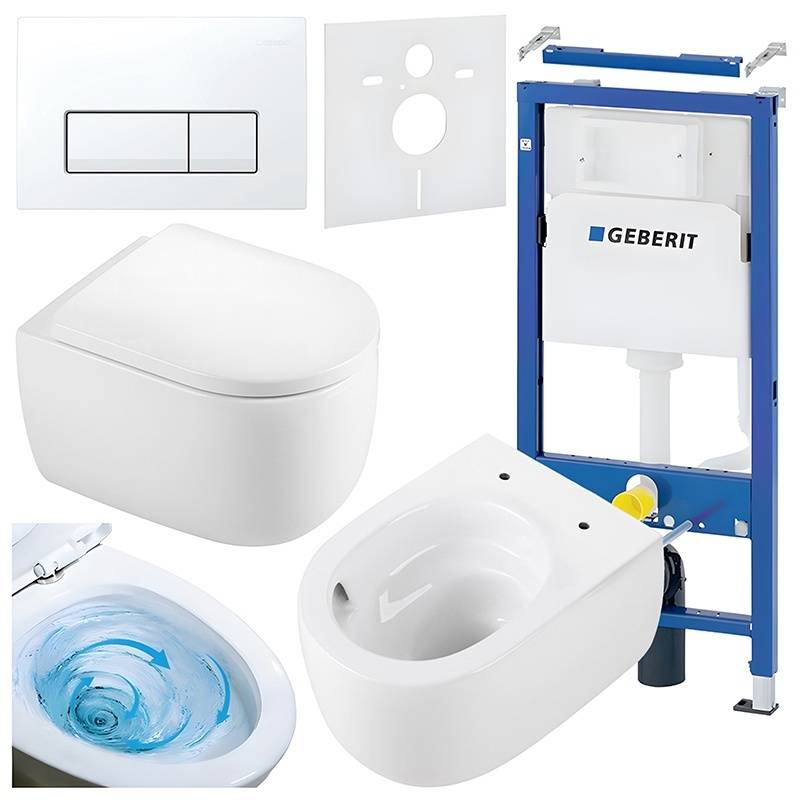 ZESTAW PODTYNKOWY WC STELAŻ GEBERIT DUOFIX MISKA LAKE-WH-TR-02 PRZYCISK DELTA 50 BIAŁY