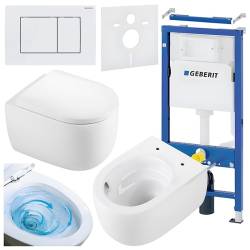 ZESTAW PODTYNKOWY WC STELAŻ GEBERIT DUOFIX MISKA LAKE-WH-TR-02 PRZYCISK DELTA 30 BIAŁY