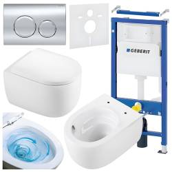 ZESTAW PODTYNKOWY WC STELAŻ GEBERIT DUOFIX MISKA LAKE-WH-TR-02 PRZYCISK DELTA 20 CHROM