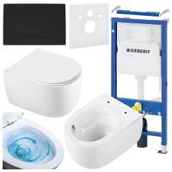 ZESTAW PODTYNKOWY WC STELAŻ GEBERIT DUOFIX MISKA LAKE-WH-TR-03 PRZYCISK DELTA 50 CZARNY MAT