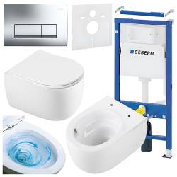 ZESTAW PODTYNKOWY WC STELAŻ GEBERIT DUOFIX MISKA LAKE-WH-TR-03 PRZYCISK DELTA 50 CHROM