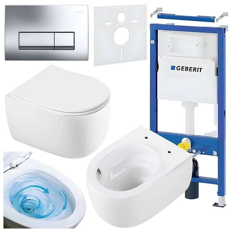 ZESTAW PODTYNKOWY WC STELAŻ GEBERIT DUOFIX MISKA LAKE-WH-TR-03 PRZYCISK DELTA 50 CHROM
