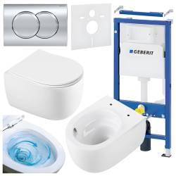 ZESTAW PODTYNKOWY WC STELAŻ GEBERIT DUOFIX MISKA LAKE-WH-TR-03 PRZYCISK DELTA 01 CHROM