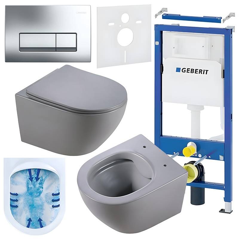 ZESTAW PODTYNKOWY WC STELAŻ GEBERIT DUOFIX MISKA MIZU-MTGR-RIM-03 PRZYCISK DELTA 50 CHROM