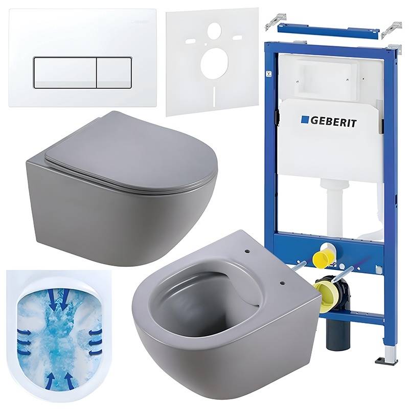 ZESTAW PODTYNKOWY WC STELAŻ GEBERIT DUOFIX MISKA MIZU-MTGR-RIM-03 PRZYCISK DELTA 50 BIAŁY