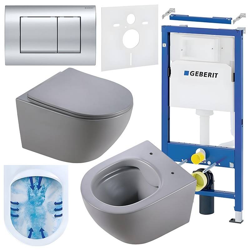 ZESTAW PODTYNKOWY WC STELAŻ GEBERIT DUOFIX MISKA MIZU-MTGR-RIM-03 PRZYCISK DELTA 30 CHROM