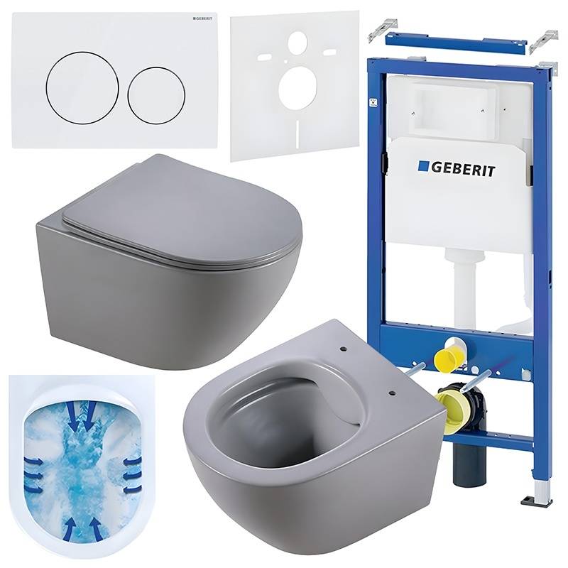 ZESTAW PODTYNKOWY WC STELAŻ GEBERIT DUOFIX MISKA MIZU-MTGR-RIM-03 PRZYCISK DELTA 20 BIAŁY