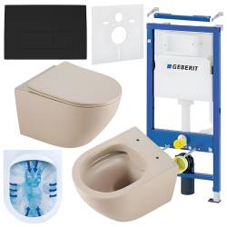 ZESTAW PODTYNKOWY WC STELAŻ GEBERIT DUOFIX MISKA MIZU-CAP-RIM-03 PRZYCISK DELTA 50 CZARNY MAT