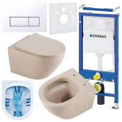ZESTAW PODTYNKOWY WC STELAŻ GEBERIT DUOFIX MISKA MIZU-CAP-RIM-03 PRZYCISK DELTA 50 BIAŁY