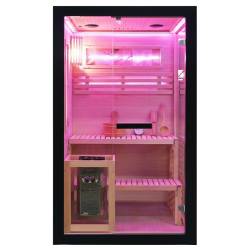 SAUNA FIŃSKA WYSOKOTEMPERATUROWA Z PIECEM FORSA1-BL/HARVIA 3,5KW 1-2 OSOBOWA 120x120 CM