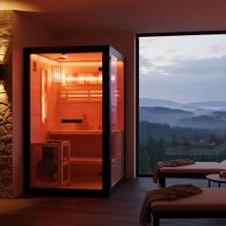 SAUNA FIŃSKA WYSOKOTEMPERATUROWA Z PIECEM FORSA1-BL/HARVIA 3,5KW 1-2 OSOBOWA 120x120 CM