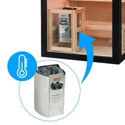 SAUNA FIŃSKA WYSOKOTEMPERATUROWA Z PIECEM FORSA1-BL/HARVIA 3,5KW 1-2 OSOBOWA 120x120 CM