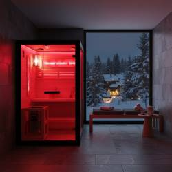 SAUNA FIŃSKA WYSOKOTEMPERATUROWA Z PIECEM FORSA1-BL/HARVIA 3,5KW 1-2 OSOBOWA 120x120 CM