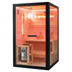 SAUNA FIŃSKA WYSOKOTEMPERATUROWA Z PIECEM FORSA1-BL/HARVIA 3,5KW 1-2 OSOBOWA 120x120 CM