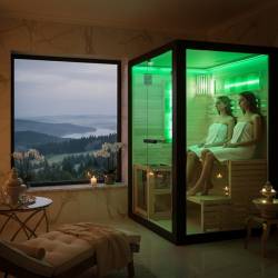 SAUNA FIŃSKA WYSOKOTEMPERATUROWA Z PIECEM FORSA1-BL/HARVIA 3,5KW 1-2 OSOBOWA 120x120 CM