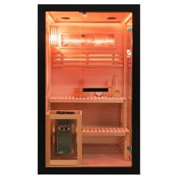 SAUNA FIŃSKA WYSOKOTEMPERATUROWA Z PIECEM FORSA1-BL/HARVIA 3,5KW 1-2 OSOBOWA 120x120 CM