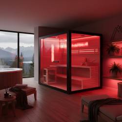 SAUNA FIŃSKA WYSOKOTEMPERATUROWA Z PIECEM FORSA3-BL/HARVIA 6KW 4-5 OSOBOWA 180x160 CM