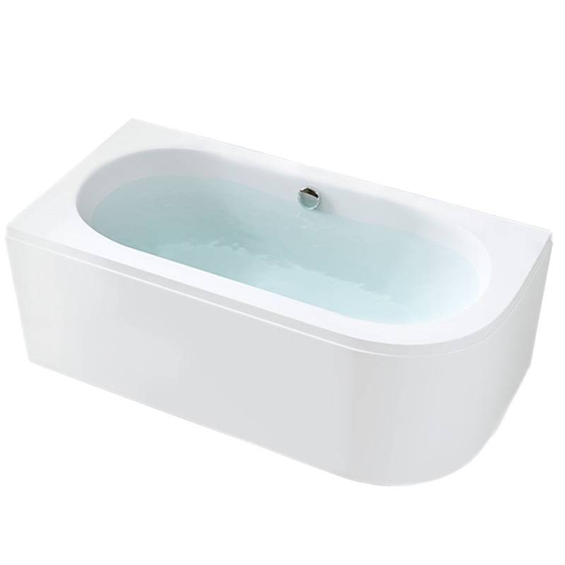 WANNA PRZYŚCIENNA Z OBUDOWĄ EBI LEWA BIAŁA PRZELEW CHROM 140x75 CM EBI-L-140X75-OBUD