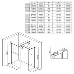 ŚCIANKA SZYBA PRYSZNICOWA SH07-DUO-BL-90X80 WALK-IN 90X80 CM CZARNA
