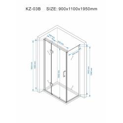 KABINA PRYSZNICOWA PROSTOKĄTNA ZES-KZ03B-110X90 CHROM 110x90 CM