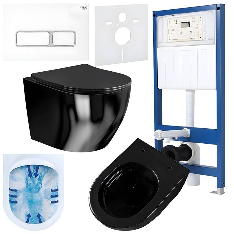 ZESTAW PODTYNKOWY WC STELAŻ HYDROSAN MISKA MIZU-BL-RIM-03 PRZYCISK BUTTON-6-WH BIAŁY