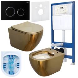 ZESTAW PODTYNKOWY WC STELAŻ HYDROSAN MISKA MIZU-GL-WH-RIM-03 PRZYCISK BUTTON-4-BL CZARNY