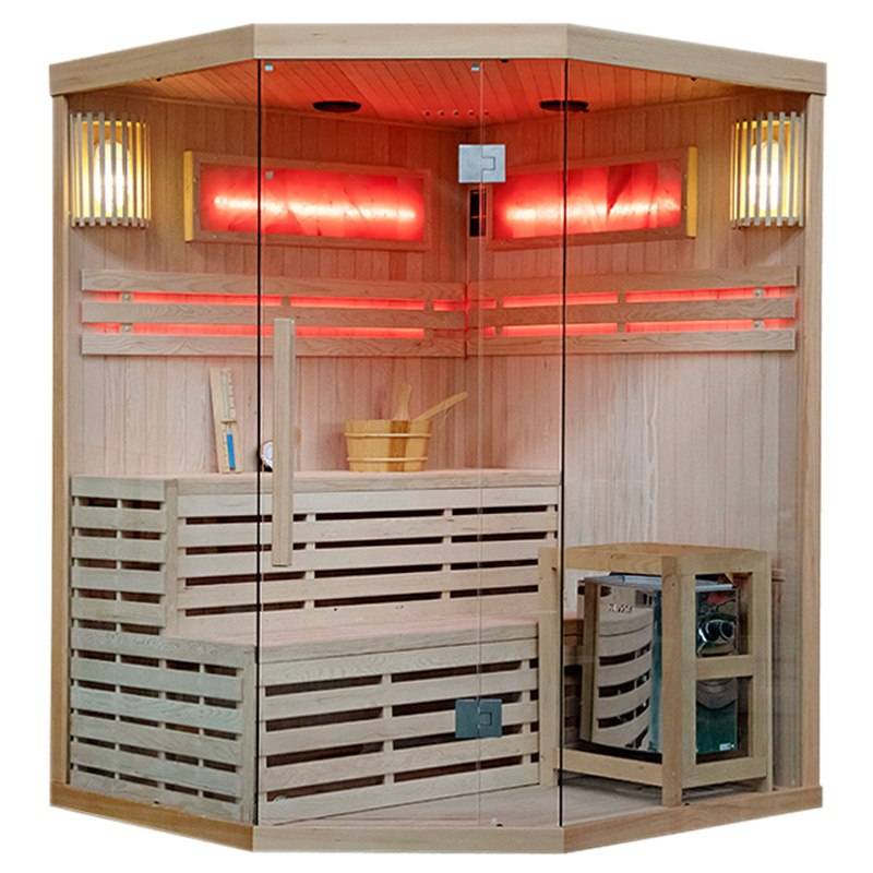 SAUNA FIŃSKA WYSOKOTEMPERATUROWA Z PIECEM KEMI4/HARVIA 4-5 OSOBOWA 150x150 KEMI4