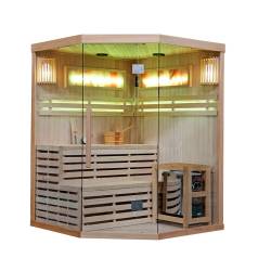 SAUNA FIŃSKA WYSOKOTEMPERATUROWA Z PIECEM KEMI4/HARVIA 4-5 OSOBOWA 150x150 KEMI4