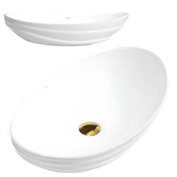 UMYWALKA NABLATOWA CERAMICZNA OWALNA LAVI-WH-LN-625 BIAŁA LAVI-WH-LN-625