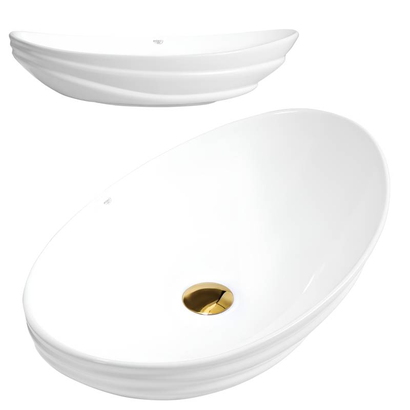 UMYWALKA NABLATOWA CERAMICZNA OWALNA LAVI-WH-LN-625 BIAŁA LAVI-WH-LN-625