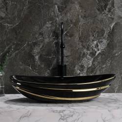 UMYWALKA NABLATOWA CERAMICZNA OWALNA LAVI-BL-GL-LN-625 CZARNA LAVI-BL-GL-LN-625