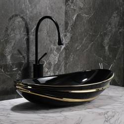 UMYWALKA NABLATOWA CERAMICZNA OWALNA LAVI-BL-GL-LN-625 CZARNA LAVI-BL-GL-LN-625